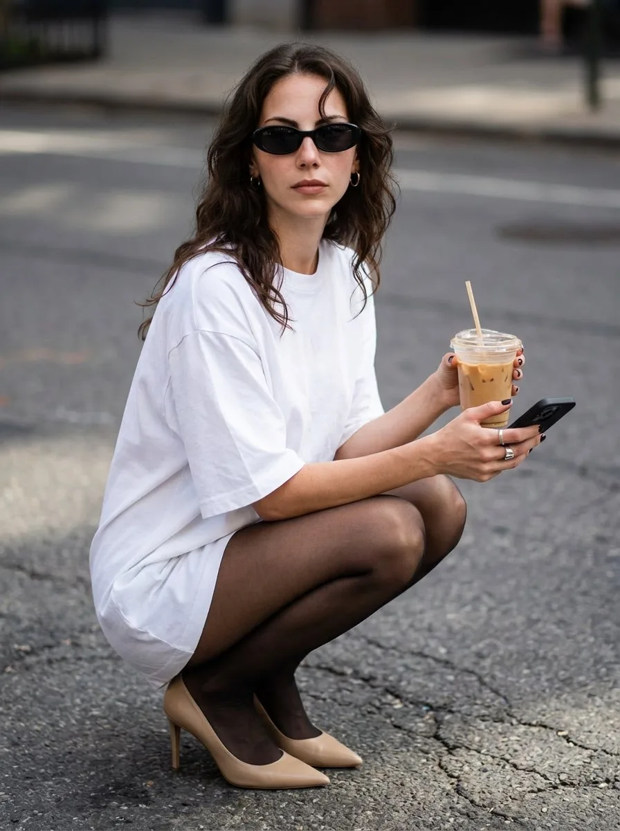Street style squatting iced coffee — Sonra