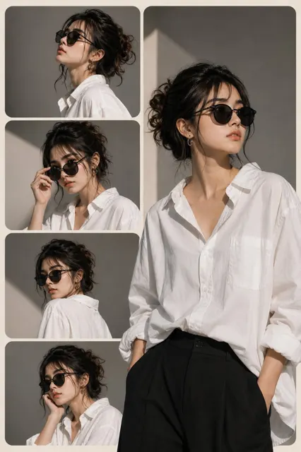 Stylish editorial fashion collage portrait