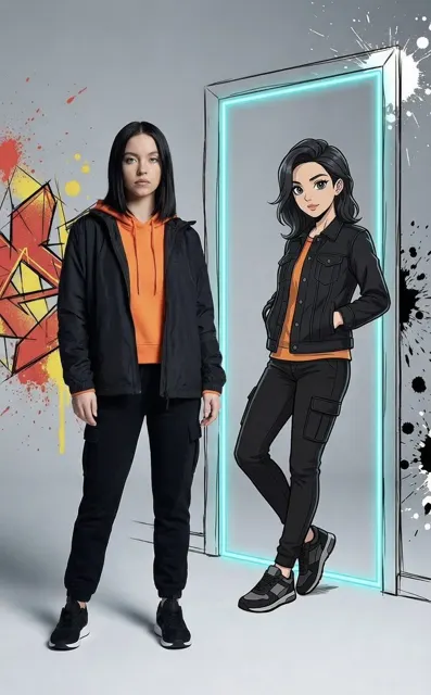 Orange hoodie anime duality