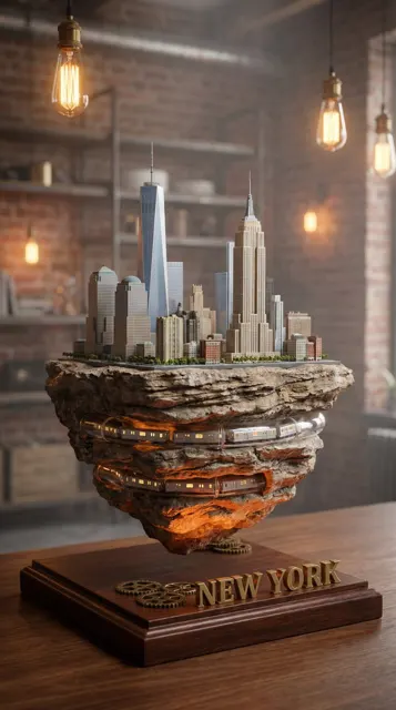 Floating rock realistic miniature