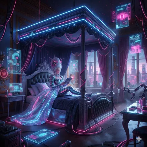 Cyberpunk versailles bedroom