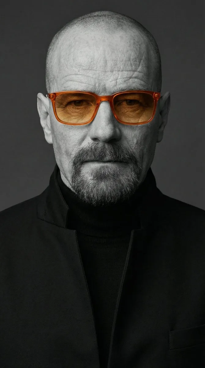 Minimalist bw portrait orange glasses — Sonra