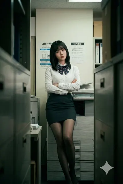 Voyeuristic retro office girl