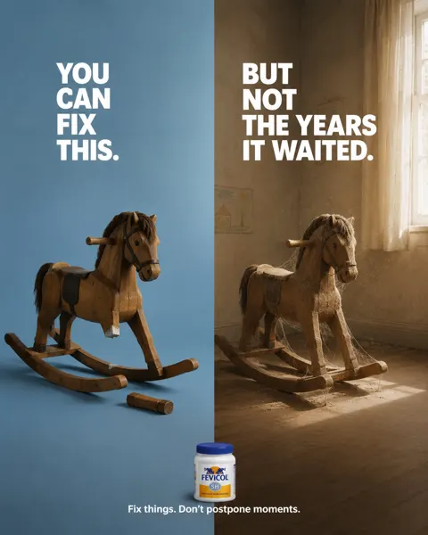 Fevicol minimalist emotional contrast ad prompt
