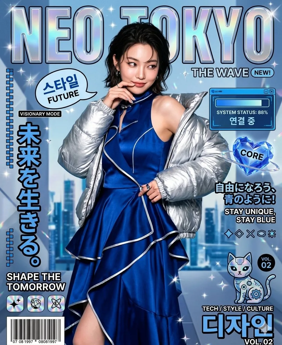 Retro futuristic cyberpunk magazine style — Sonra
