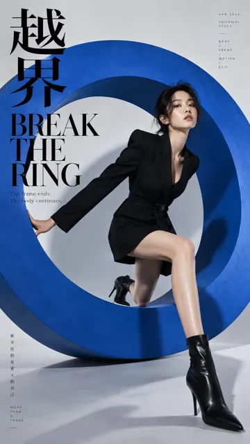 Editorial fashion poster circular composition