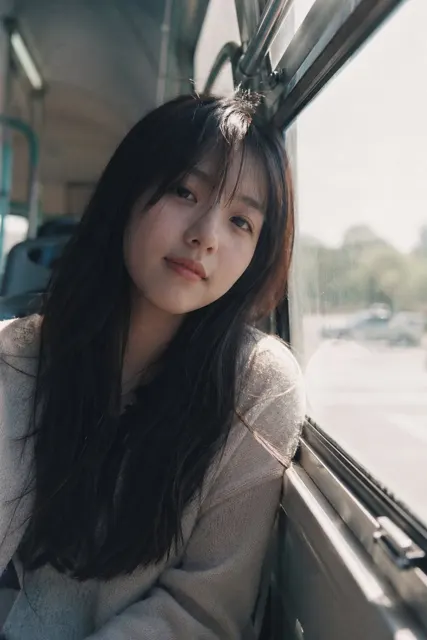 Bus window japanese film girl