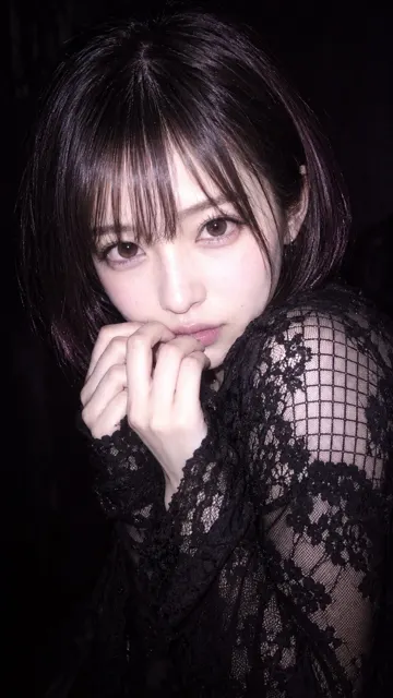 Dark gothic east asian woman flash portrait