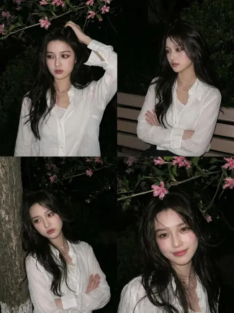Realistic candid mobile photo asian woman night