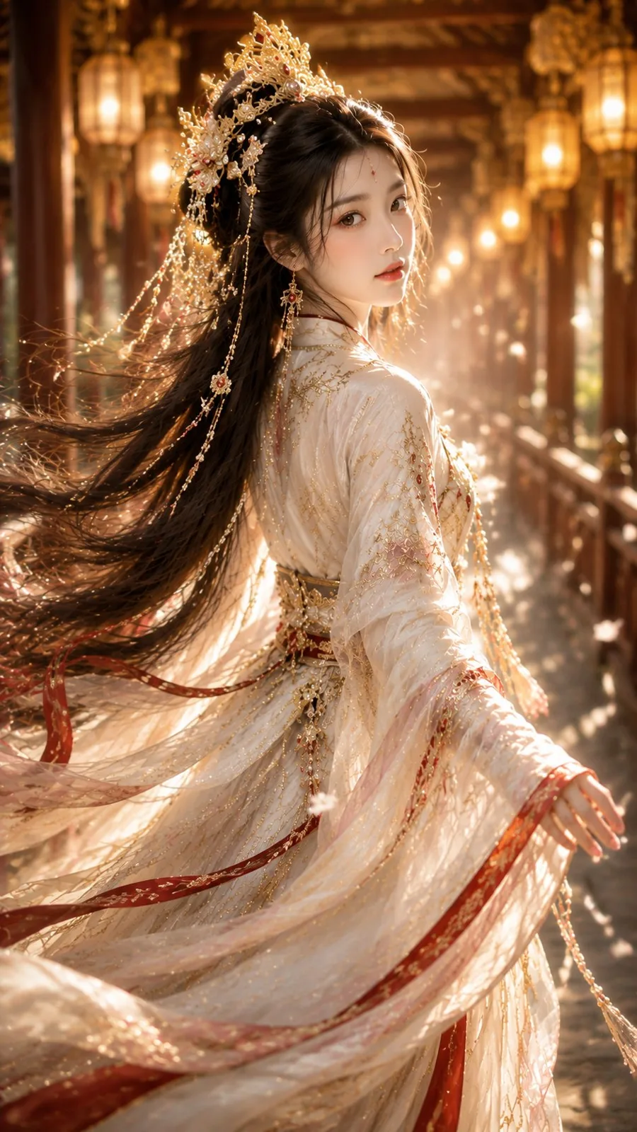 Tang style xianxia white robe female portrait — After
