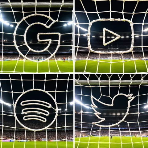 Hyper realistic football goal net brand logo