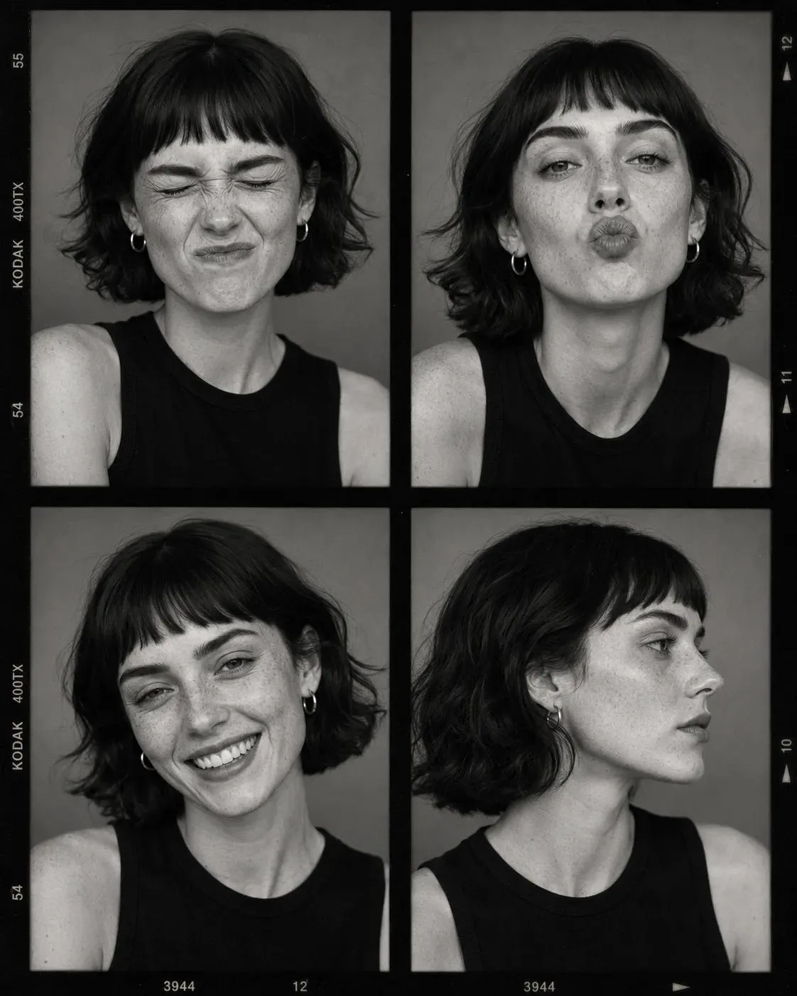 Black and white fashion casting contact sheet — Sonra