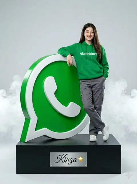 Hyper realistic woman whatsapp logo studio shot