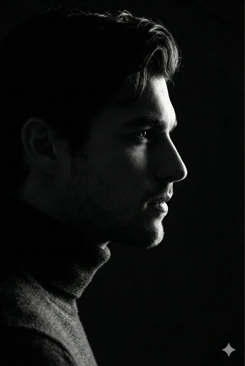 Mysterious profile in dark — After