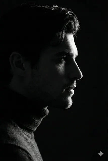 Mysterious profile in dark