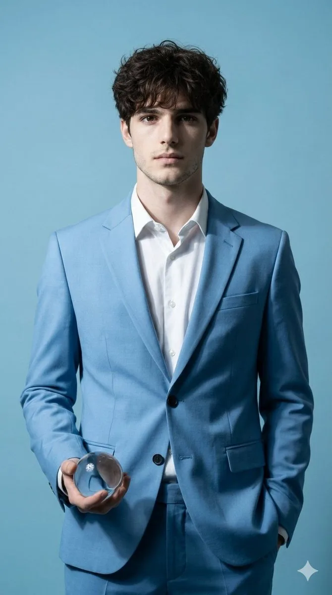 Minimalist sky blue luxury portrait — Sonra