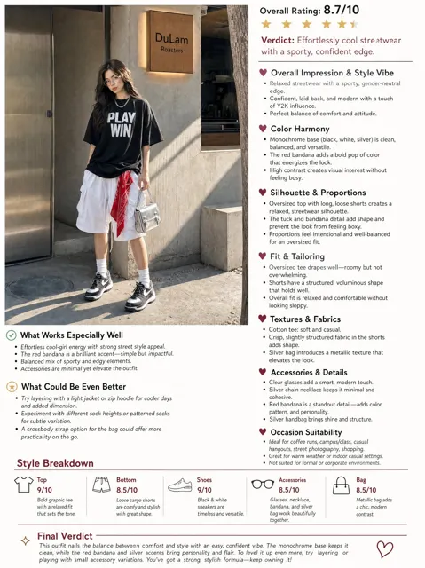 Detailed fashion outfit analysis stylist guide