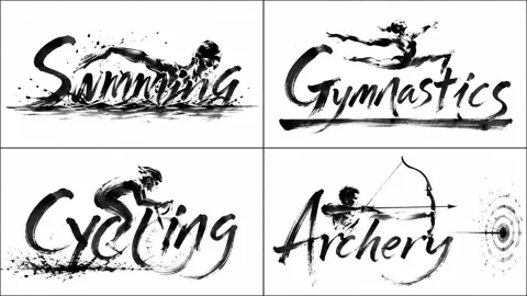 Olympics sports typography layout brush physics prompt