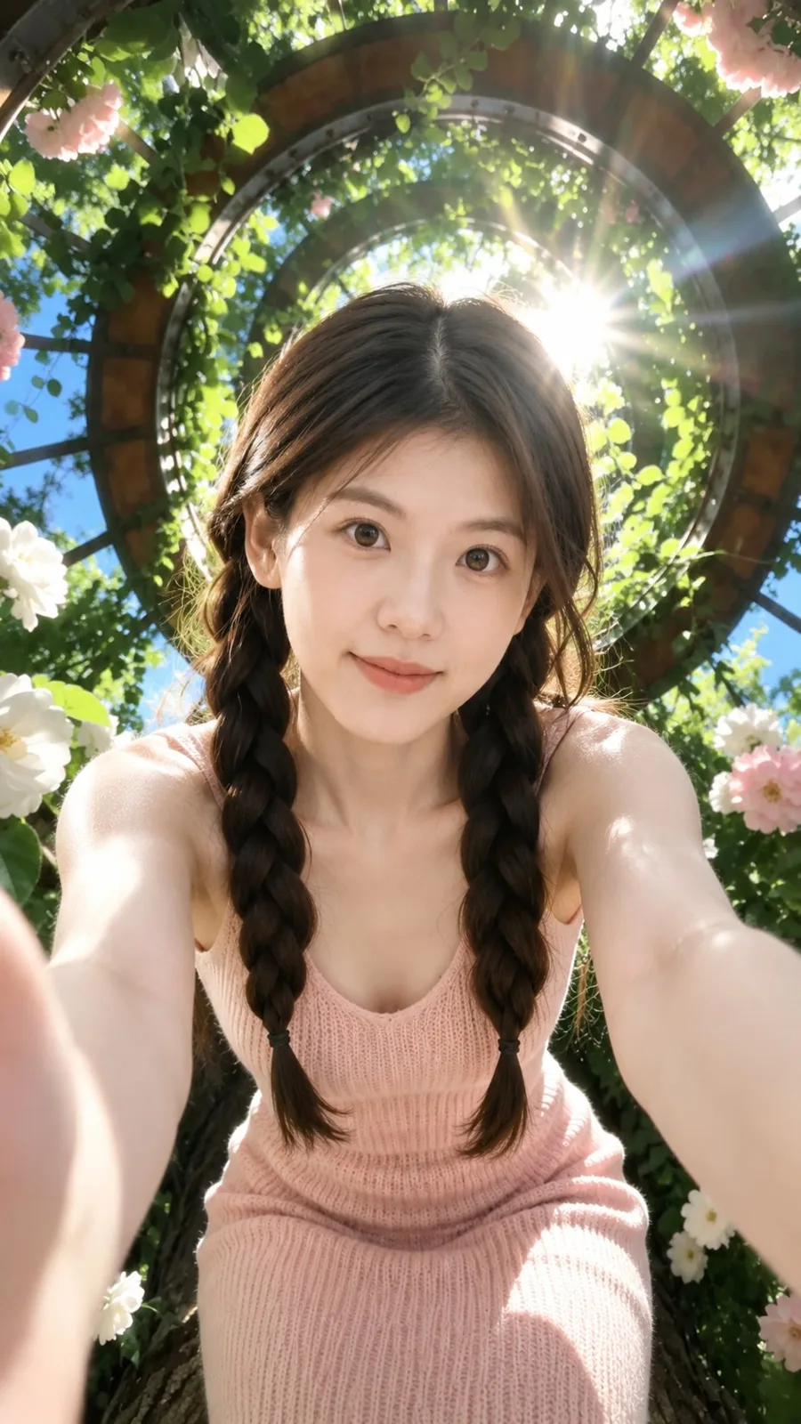 Dreamy summer garden ultra wide selfie portrait — Sonra