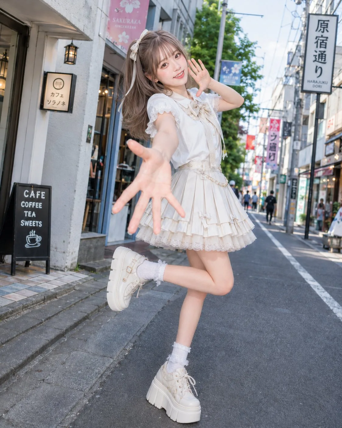 Harajuku daylight afternoon japanese girly streetwear portrait — After