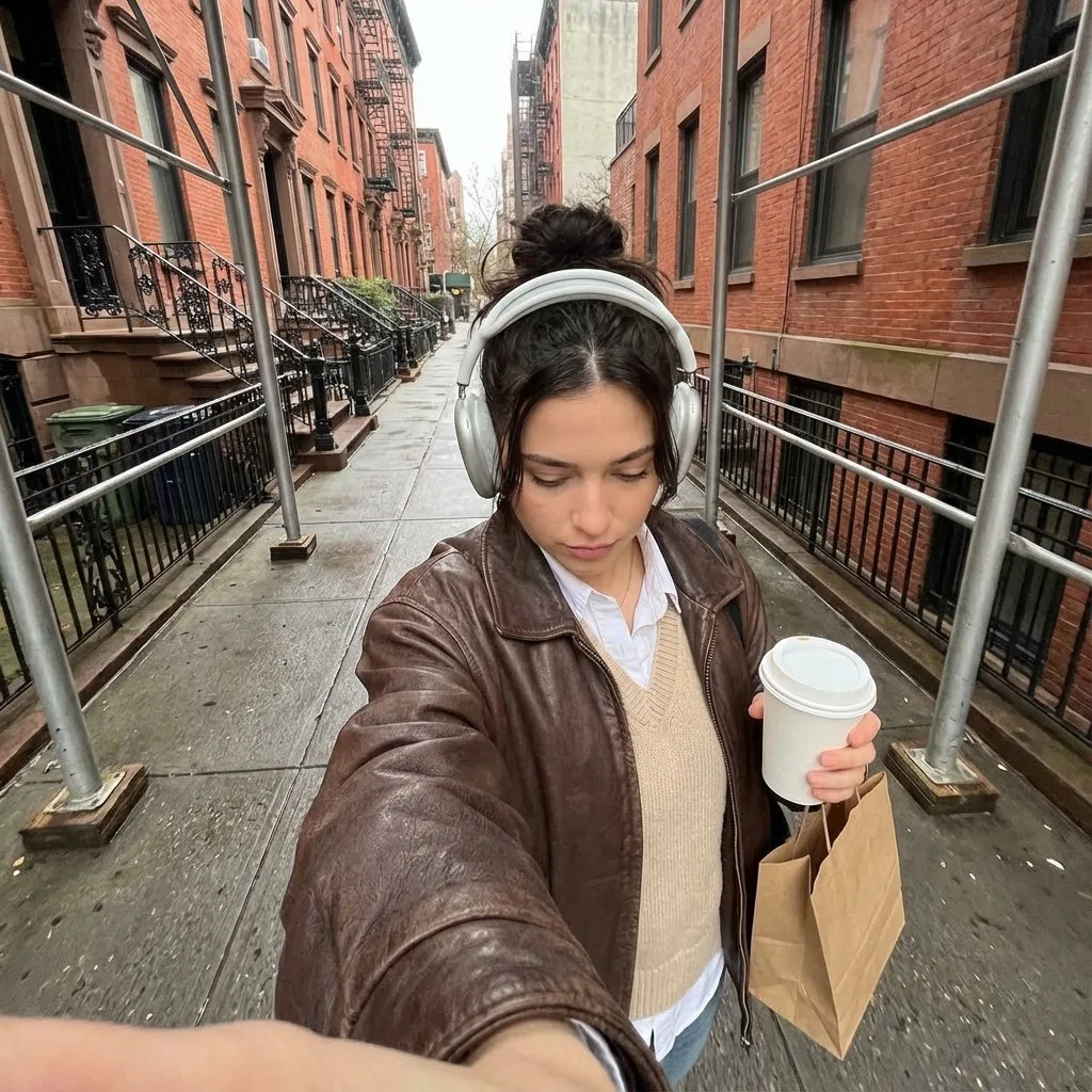 Cloudy street coffee walk — Sonra