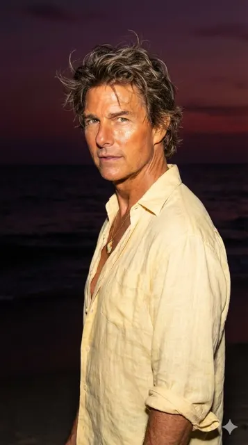 Sunset beach flash portrait