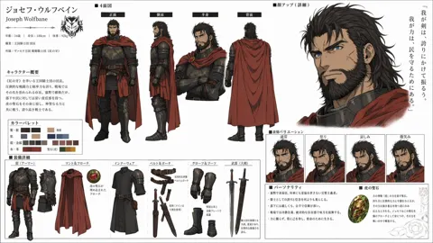 High detail character sheet