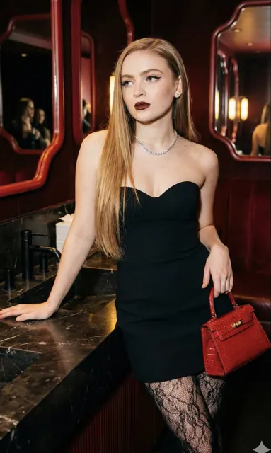 Black dress red lip luxury fashion