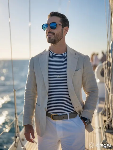Mediterranean yacht sunset man