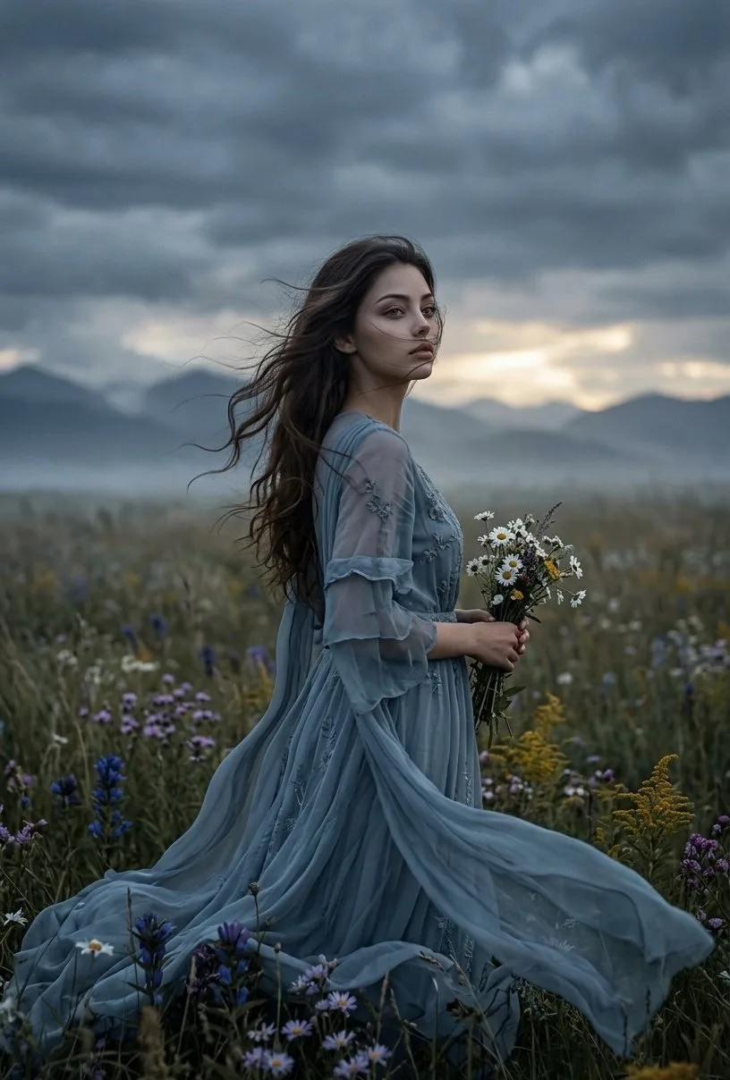Dark fantasy meadow portrait netflix style — After