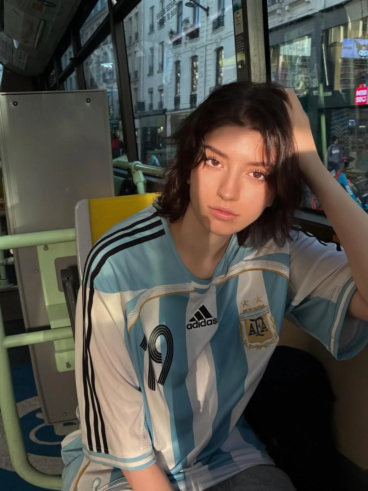Ultra realistic argentina jersey portrait golden hour — After