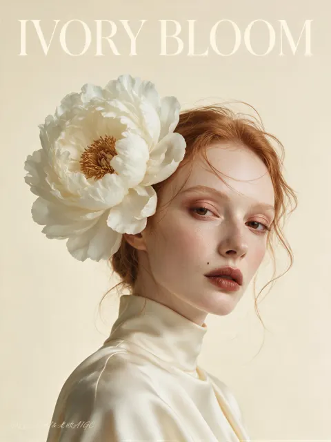 Ivory bloom luxury fashion advertising poster