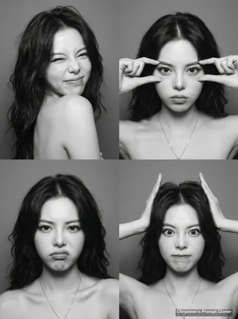 High fidelity bw photo booth grid prompt