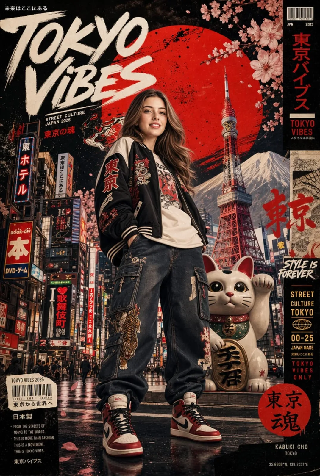 Ultra detailed japanese streetwear fashion poster tokyo vibes — After