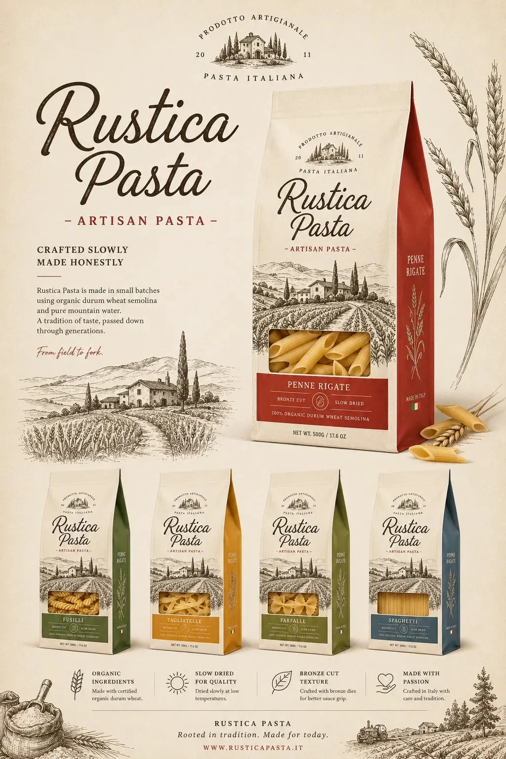 Vintage minimalist food packaging presentation — Sonra