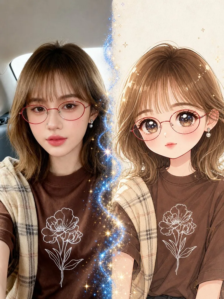 Real to anime chibi transformation prompt — Sonra