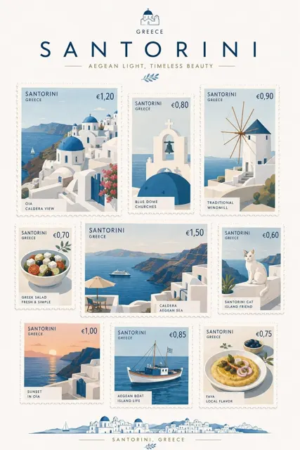 Premium scandinavian minimalist postage stamp collection