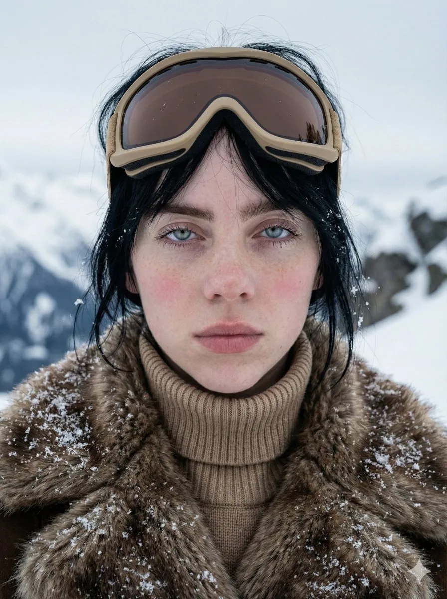 Crystal blue eyes nordic snow closeup — After