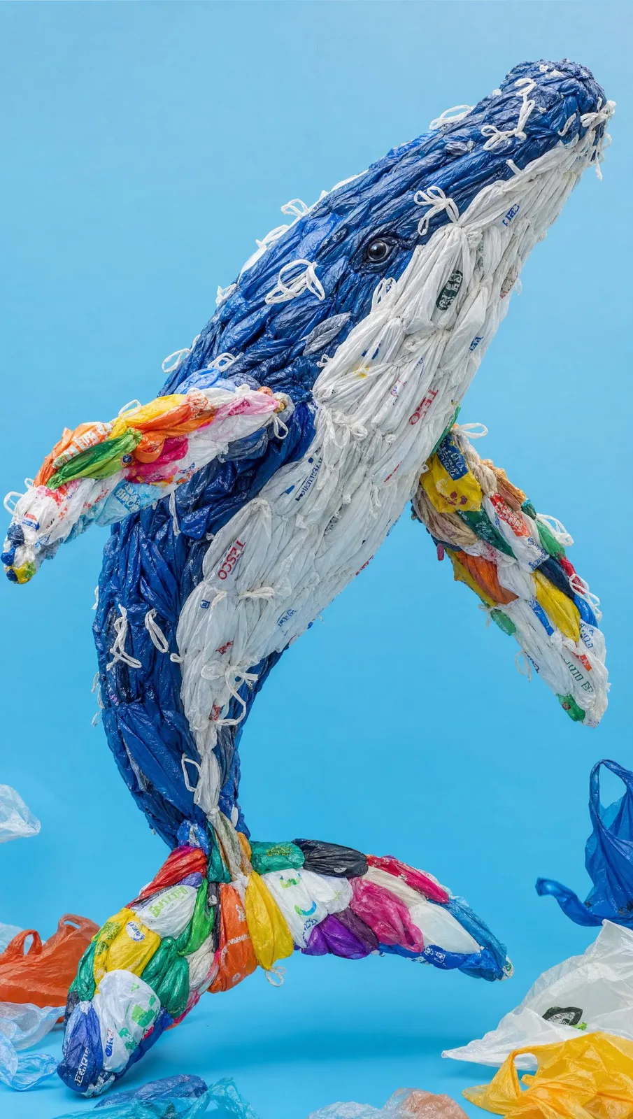 Creative recycled plastic bag sea animal sculpture — Sonra