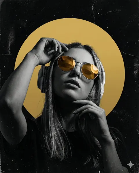 Dark underground golden lens poster
