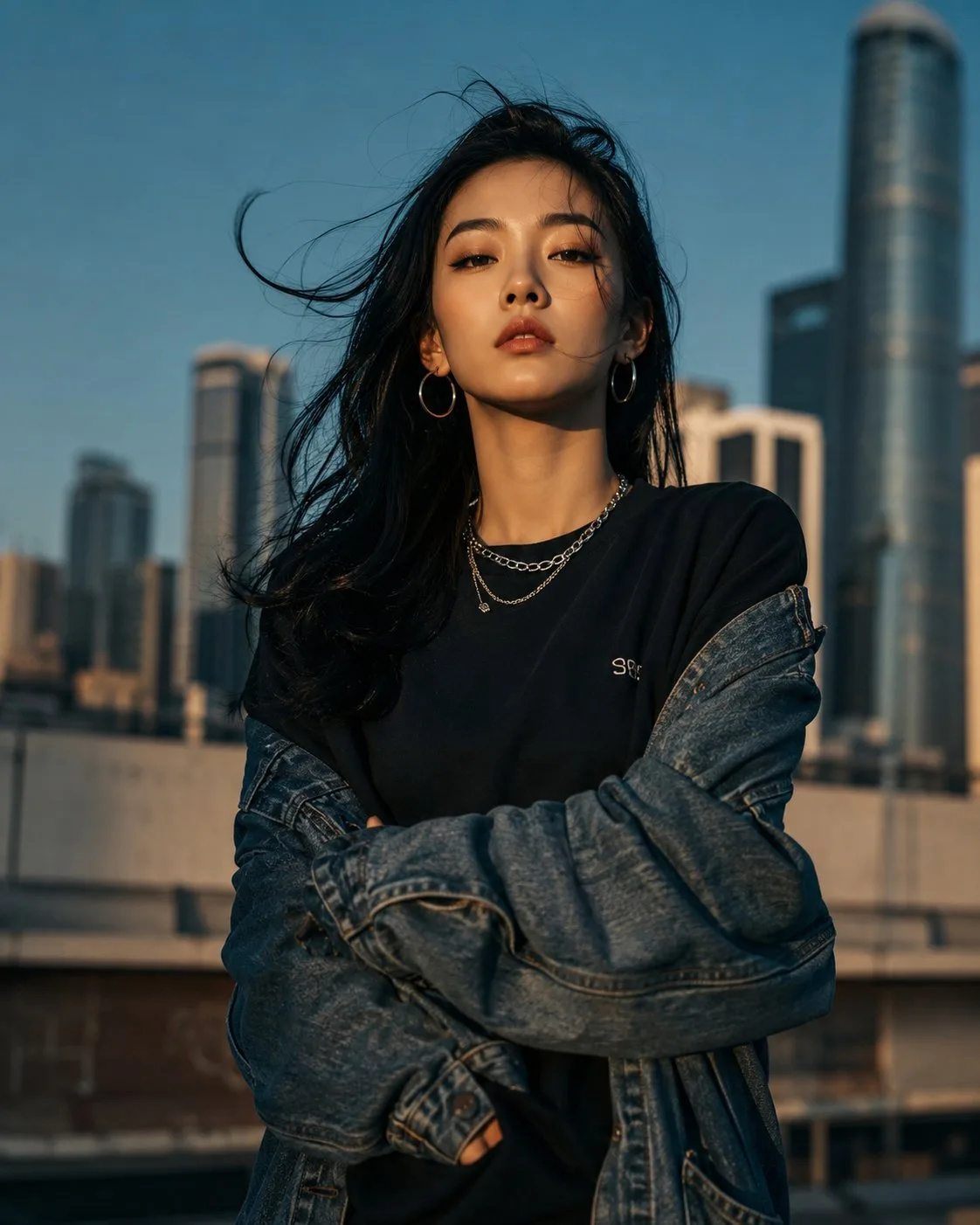 Ultra realistic urban fashion east asian woman portrait — After