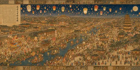 Tang dynasty lantern festival panorama