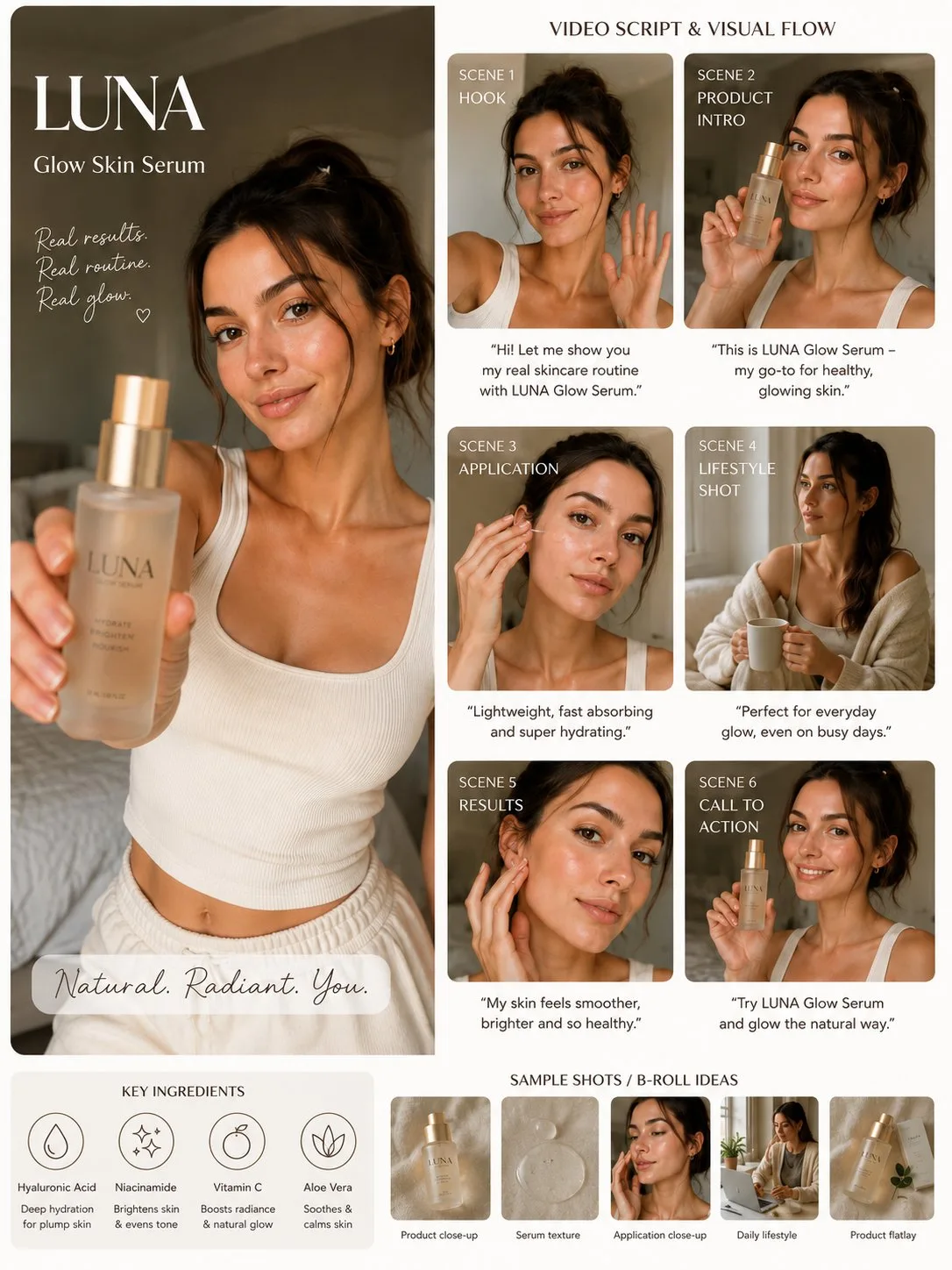 Luxury skincare ugc campaign board prompt — Sonra