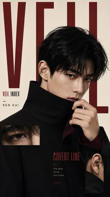 East asian male high fashion editorial poster series