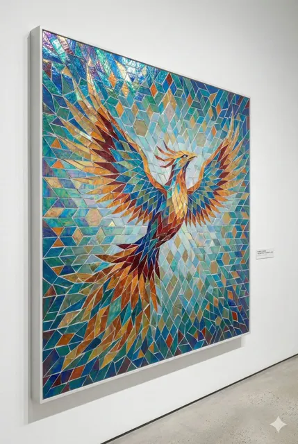 Modern geometric phoenix mosaic