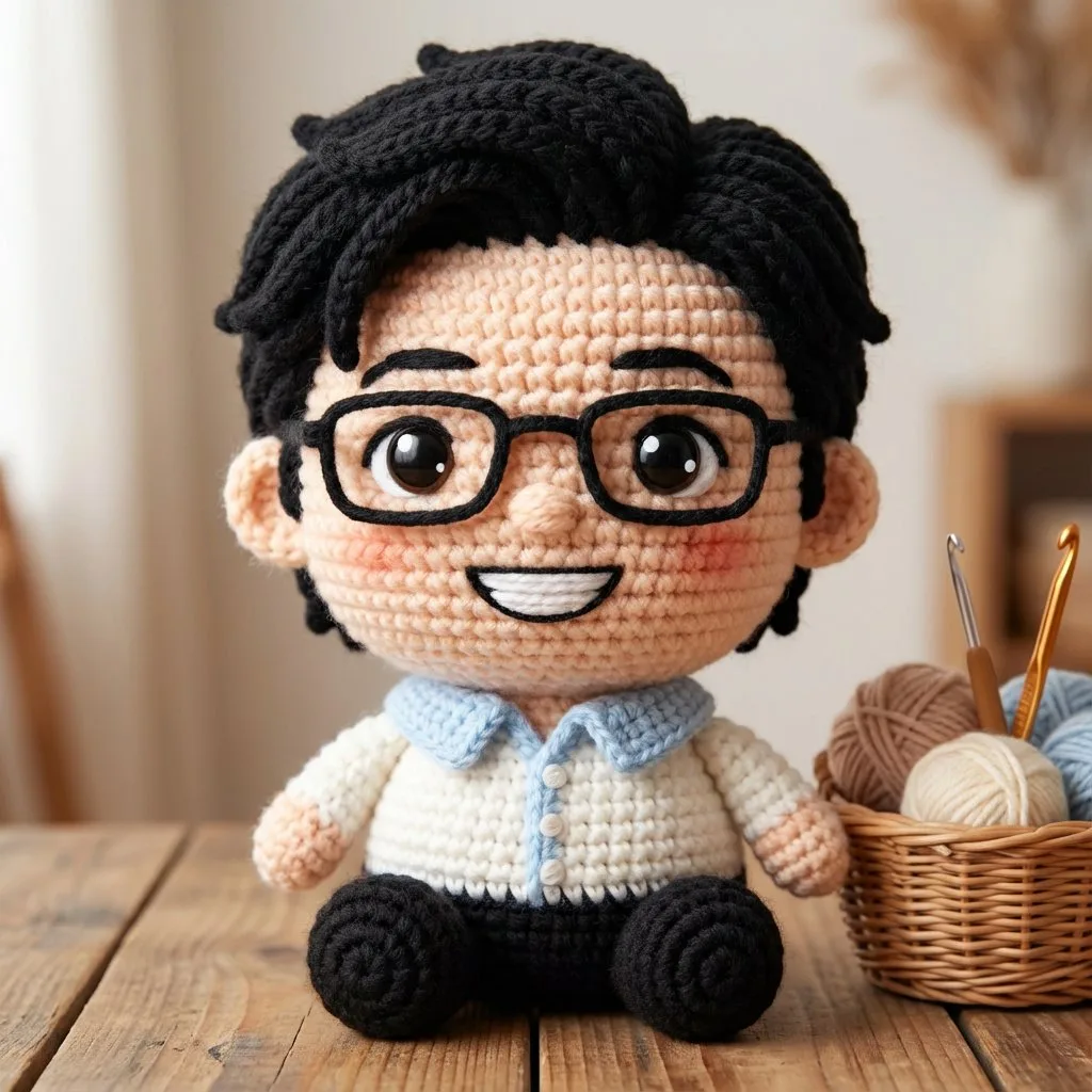 Warm healing crochet scissor doll — Sonra