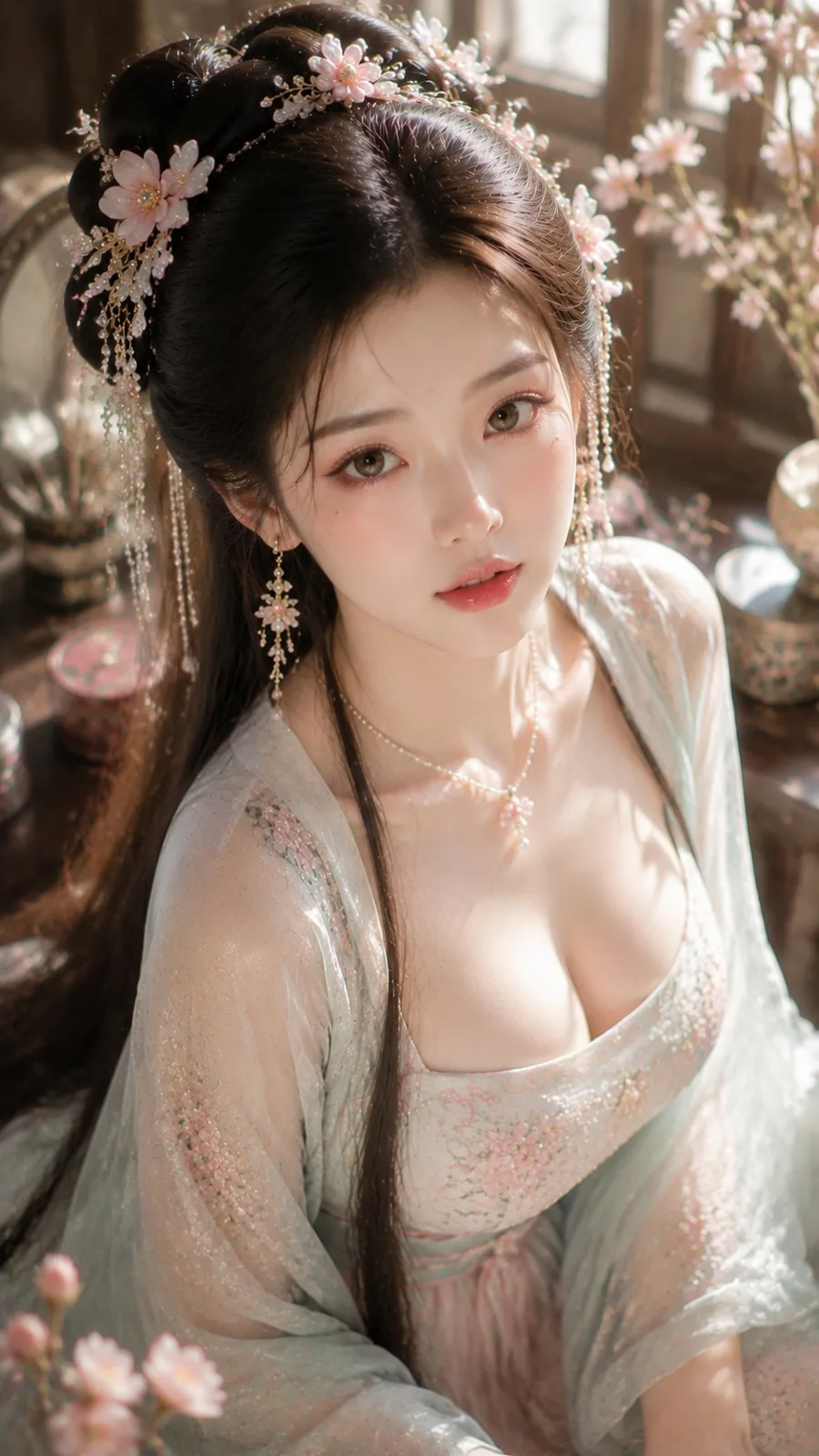 Guofeng noble lady spring glow makeup portrait — After