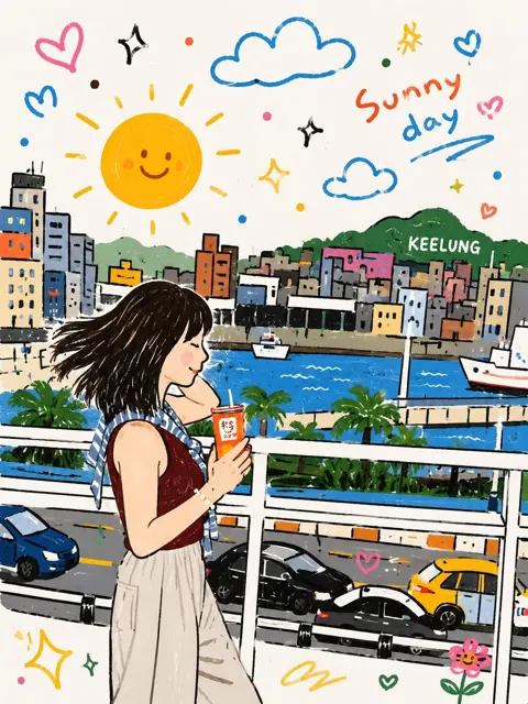 Playful childlike doodle flat illustration