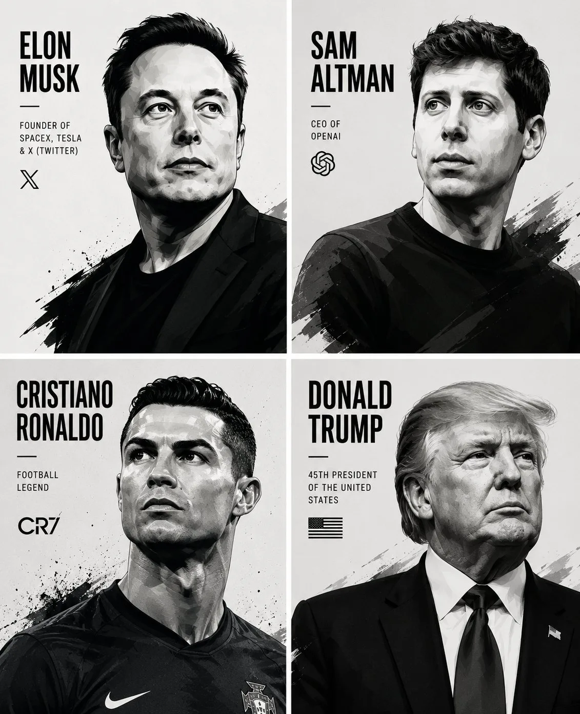2x2 editorial portrait collage celebrities — After