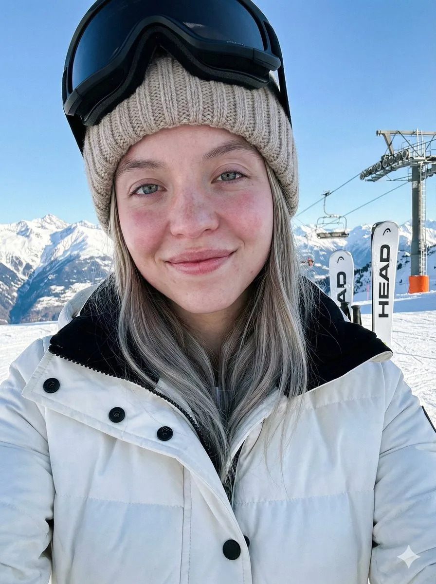 Sydney sweeney sunny ski selfie — After